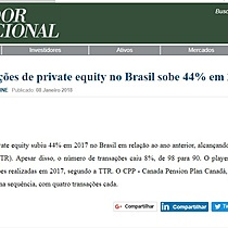 Volume de transaes de private equity no Brasil sobe 44% em 2017